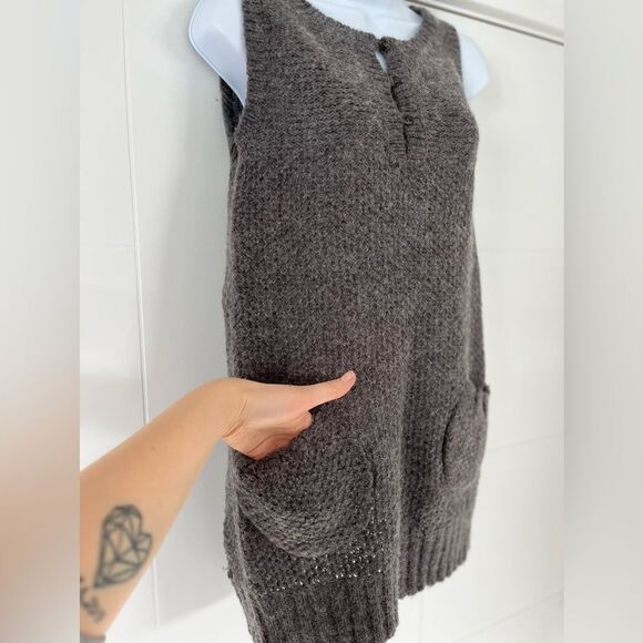 Zara/ Wool blend/ Mohair/ Knit/ Grey/  Stretchy/ Midi dress/ Size US M - Picture 7 of 14